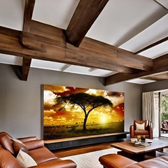 Large Artwork Living Room Wall Art African Trees Landscape Earth Tones Sunset…