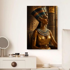 Egyptian Queen Nefertiti Canvas Wall Art Gold Ancient Egypt Decor Living Room Up