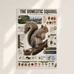 Eastern Gray Squirrel Wildlife Infographic Poster Wall Decor | Multiple Sizes