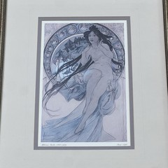 Vintage Alphonse Mucha ‘Music’ Art Print Ornate Frame Art Nouveau 14″x18″
