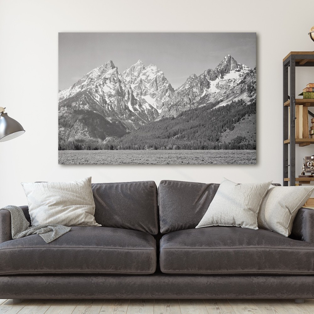 Ansel Adams Grand Teton National Park Mountain Landscape Canvas Print Wall Art
