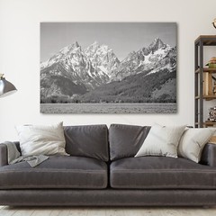 Ansel Adams Grand Teton National Park Mountain Landscape Canvas Print Wall Art