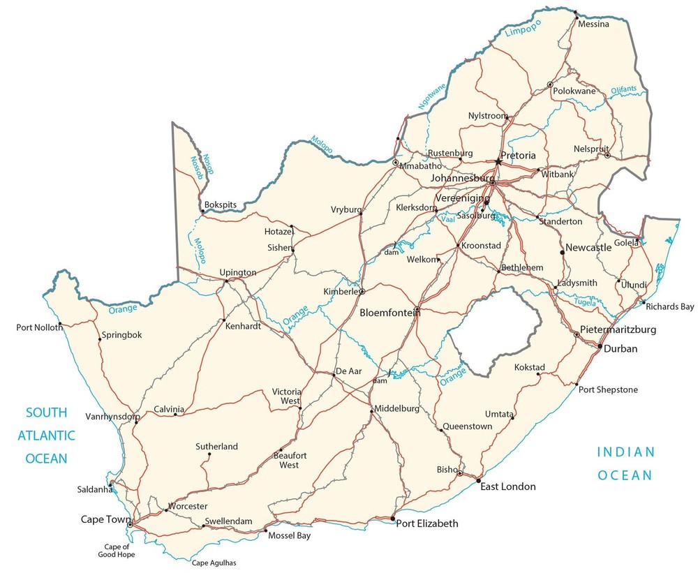 South Africa City Road Map GLOSSY POSTER PICTURE PHOTO PRINT BANNER 13837