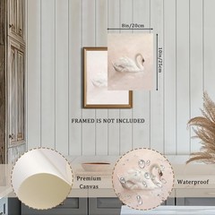 Vintage Swan Canvas Wall Art – Swan Vintage Art Prints for Wall Decor, Elegan…