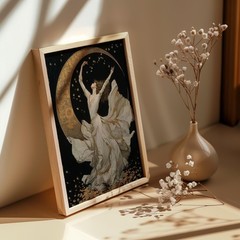 Woman Dancing on the Moon Poster – Art Nouveau Wall Art Print