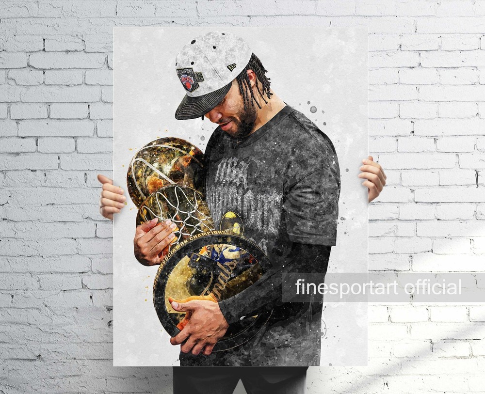 Jalen Brunson Canvas Wall Art / Poster New York Knicks Championship Trophy