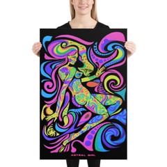 ASTRAL GIRL – 36 x 24 LARGE Art Print Poster Psychedelic 60’s Vintage Style