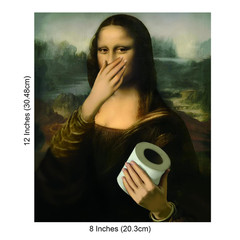 Mona Lisa Bathroom Humor Canvas Poster Funny Toilet Paper Wall Decor 2 Styles