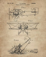 4 Biplanes Patent Wall Art Prints Aviation -8″x10″- Great Pilot Gifts Bi Plane