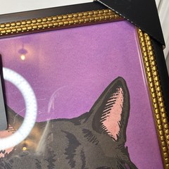 NEW El Gato 56 Framed Black Cat Mexican Art Print Sapna Shah 12×18 Gold Purple