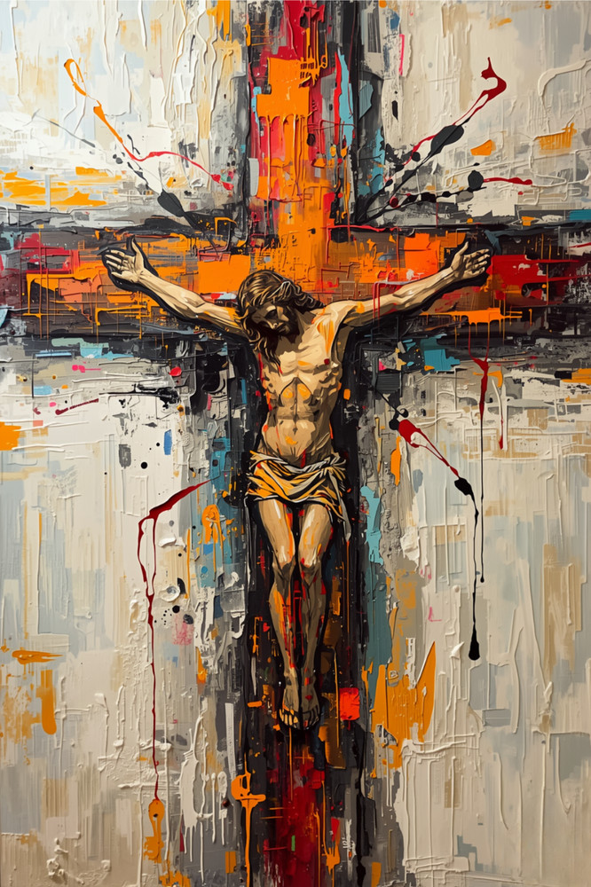 Christian Jesus Cross Abstract Art 4×6 Photo Print Religious Wall Art Decor
