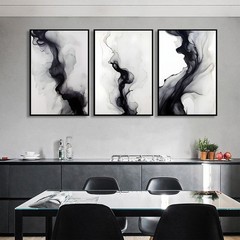 3 Pcs Black And White Simple Abstract Canvas Wall Art Black and gray Minimali