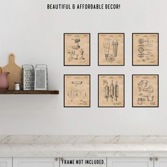 Baking Patent Prints, 6 (8×10) Unframed Photos, Wall Art Decor for Home Work …