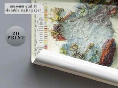 South America Relief Map, Geologica Vintage Map, Topographic Print – 2D Flat
