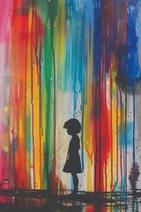 COLORFUL RAIN ABSTRACT POP ART PRINT/POSTER CANVAS OR SATIN PHOTO PAPER T7