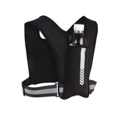 Sports unisex safety backpack reflective running vest with bottle, phone holder