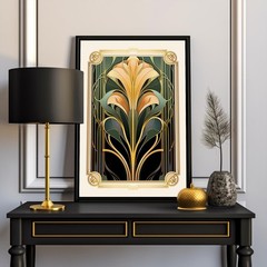 Art Deco Floral Print, Vintage Art Nouveau Wall Art Poster Decor Minimalist Gift