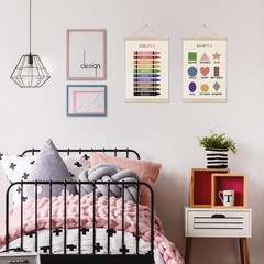 Colors Shapes Posters Hanger Frame, Educational Posters for , Set of 2 Montes…