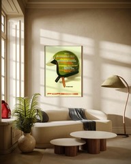 Porsche 1964 Racing Helmet Poster Wall Art Vintage Motorsport Canvas Car Decor