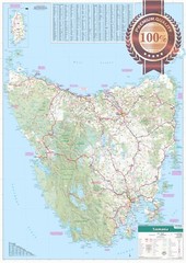 DETAILED TASMANIA STATE ROADS TAS AUSTRALIA MAP OF AUS WALL CHART PREMIUM POSTER