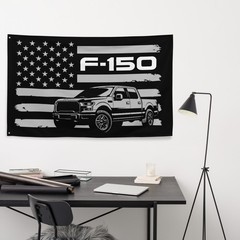 F150 Wall Banner Ford Truck American Flag Silhouette Garage Decor 3×5 ft