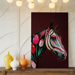 Vibrant Floral Zebra Canvas Wall Art Animal Wildlife Home Decor Painting Print