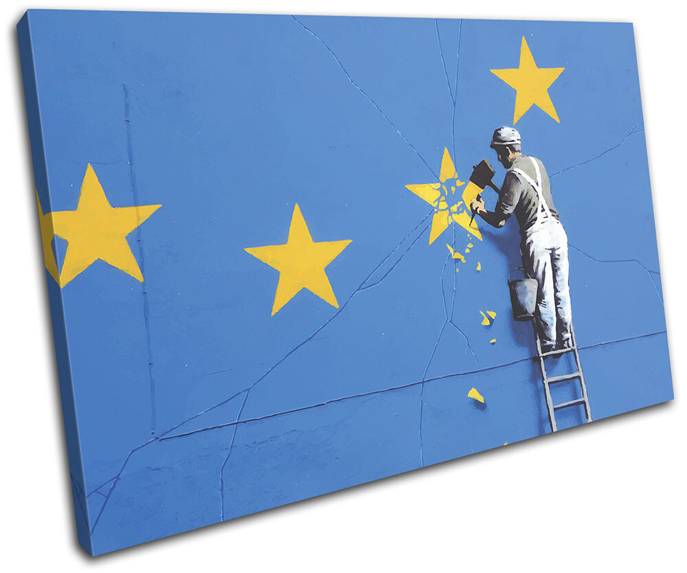 EU Graffiti Brexit Urban Banksy Street SINGLE CANVAS WALL ART Picture Print