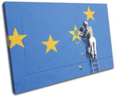 EU Graffiti Brexit Urban Banksy Street SINGLE CANVAS WALL ART Picture Print