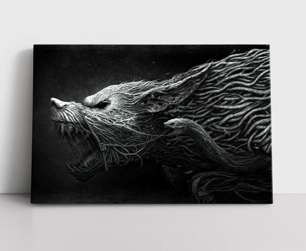Norse Wolf Art Print | Framed Canvas Viking Warrior Wall Hanging Fighter Art