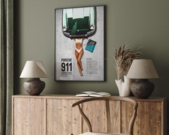 Classic Green Porsche 911 Print – Retro Car Poster, Vintage Automotive Wall Art
