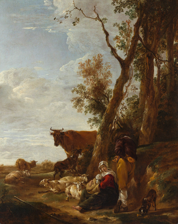 Rest | Nicolaes Berchem | 1644 Renaissance Farm Life Cow Art