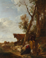 Rest | Nicolaes Berchem | 1644 Renaissance Farm Life Cow Art