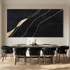 Large Black Home Decor | Gold Canvas Wall Art, Modern Wall Decor, Hanging Dec…