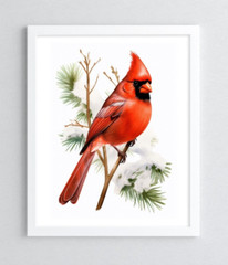 Wildlife Wall Art Print, Red Cardinal, Northern Cardinal Wall Decor Home Decor