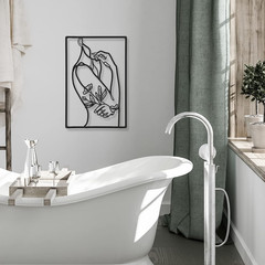CHENGU 3 Pieces Minimalist Metal Wall Art Decor, Abstract Woman Line Art Wall De