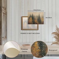 Autumn Forest Canvas Wall Art, Classical Retro Fall Forest Andscape Trees Can…
