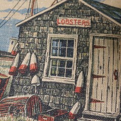 Vtg KAY DEE Prints Linen Framed Picture Rhode Island Lobster Fishing Wall Art