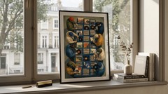 Vinyl Record Crate Digging Poster Retro Oil Paint Style Music Room Wall Decor