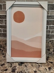 Orange White Abstract Wall Art White Frame