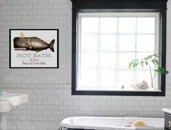 Vintage Big Whale Hot Bath Ocean Nautical Bathroom Wall Art Free Shipping USA
