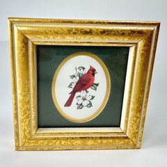 Framed Bird Prints Kathy Seek Ruby Throat Hummingbird Cardinal 1994 Set of 2