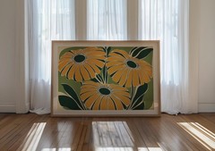Colorful Art Deco Floral Wall Art Mid Century Modern Flower Poster