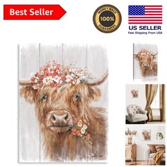 Waterproof Highland Cow Wall Art – Framed 12″ x 15″ Rustic Beauty
