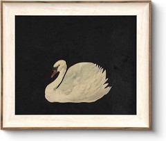 Vintage Swan Canvas Wall Art – Framed Decor for Living Room & Bathroom Gifts