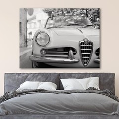 Alfa Romeo Giulia Spider Black & White Vintage Sports Cars Canvas Print Wall Art