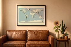 World Map, World 2D Relief Map, World Vintage Map – 2D Flat