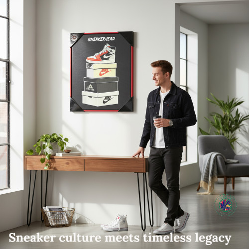 Sneakerhead Canvas Wall Art – Red Floater Frame – 16×20 – Air Jordan Shoe Boxes