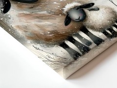 Wall Art Winter Sheep Lamb Canvas Print Rustic Farmhouse Animal Painting Decor