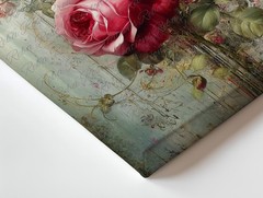 Vintage Style Floral Canvas Wall Art Red And White Rose Bouquet Print Home Decor