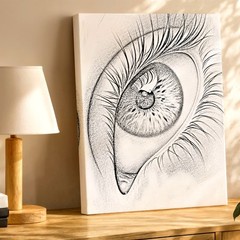 Wall Art Black White Eye Sketch Print Surreal Pencil Drawing Modern Home Decor